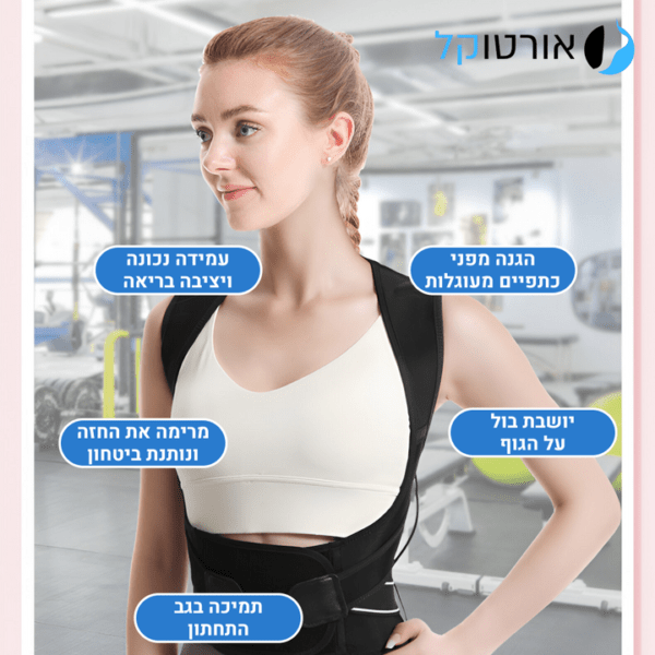 אורטוקל פוסצ'ר פיקס - חגורת גב 2 ב 1 להקלת כאבי גב ותיקון יציבה וכתפיים