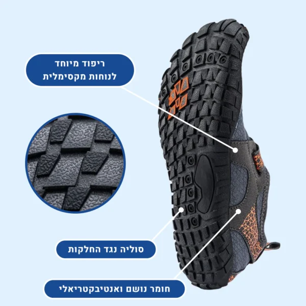 אוריג'ין קלין - נעלי יחפנים אורטופדיות להקלת כאב, הליכה ממושכת וחיזוק הרגל